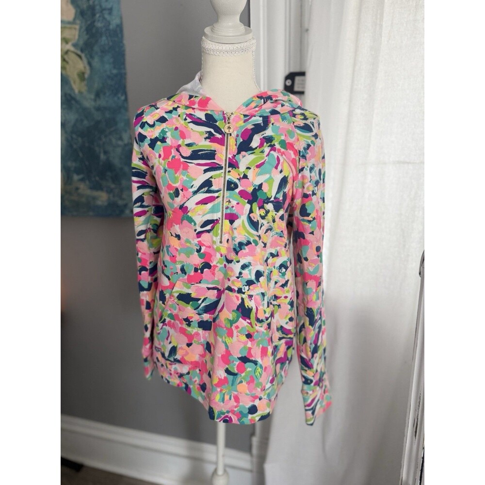 Lilly Pulitzer Pullover Womens Small Half Zip Popover floral palm  Long Sleeve